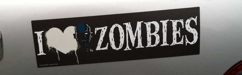 I heart zombies bumper sticker